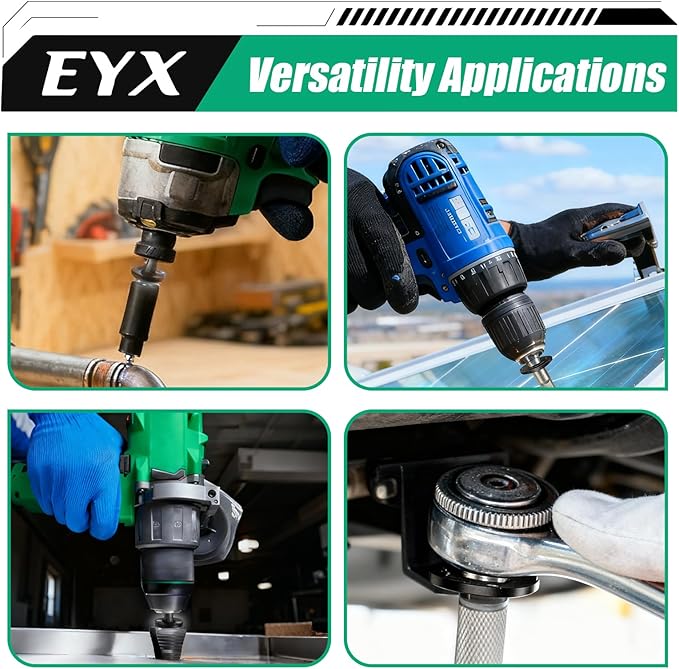 Socket Adapter Set, 4PC Low Profile Impact for Tight Spaces - Fits Square Head 1/2" 1/4" 3/8" Hex Key Socket Wrench & AD Connecting Rod, Includes Drive Converters