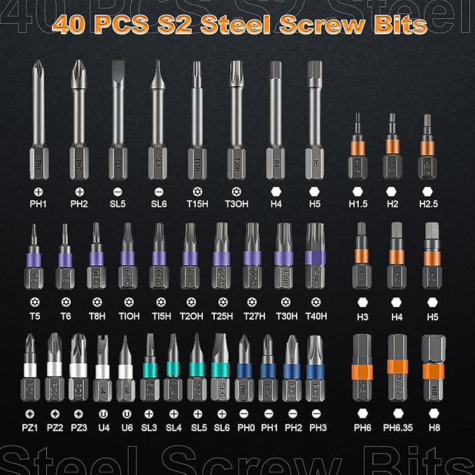 42 In 1 Magnetic Screwdriver Set, Ratcheting Screwdriver Set with Detachable Handle, Multi Magnetic Bits, Portable Repair Tools for DIY, Electronics, Car, Bicycle, Computer(Orange)