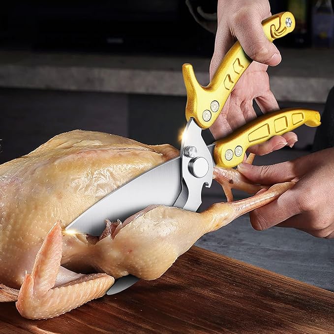 Poultry Shears, Germany Detachable Heavy Duty Kitchen Scissors With Knife Bottle Opener Gift Box, Multipurpose Kitchen Shears For Cooking Chicken Meat Turkey Thanksgiving Christmas Gifts for Men Women