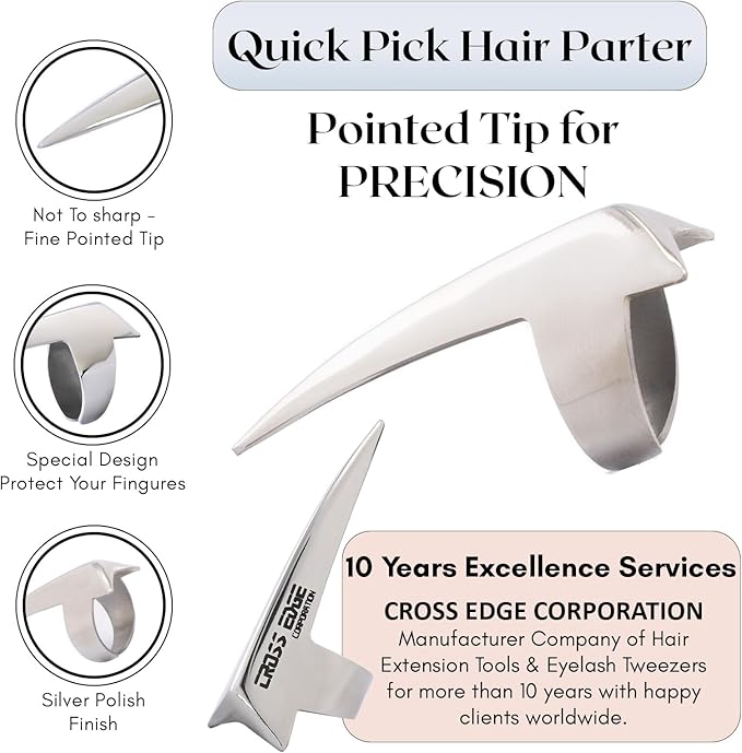 Silver Professional Hair Extension Tools Kit - Complete Set with Microbeads Crimping Plier, Micro Ring & Tape-in Remover Plier, Hair Parting Tool, Bead Loop & Needle Pulling Hook