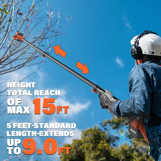 MAXLANDER 2-in-1 Cordless Pole Saw & 8 Inch Brushless Chainsaw, 20V Electric Pole Saws for Tree Trimming, Battery Powered Pole Saws with Extension pole & 2 x 3.0Ah Battery