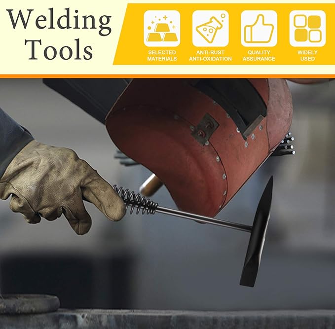4 Pcs Wire Scratch Brush Slag Removal Tool Set Contains 10 Inch Welding Chipping Hammer, Welding Mufti-Functional Pliers, Wire Brush, Welding Gloves for Cleaning Removing Slag