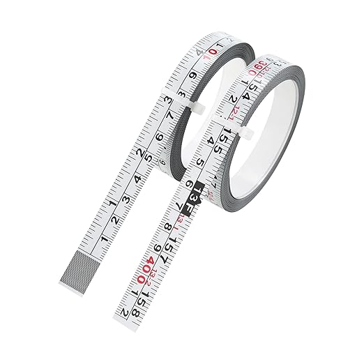 2 Packs 1/2-Inch Self-Adhesive Measuring Tape, 158 Inch or 400cm Peel and Stick Tape Measure, Imperial and Metric Scales, Left-Right Reading Ruler Tape for Workbench, Table Saw, Drafting Table, White