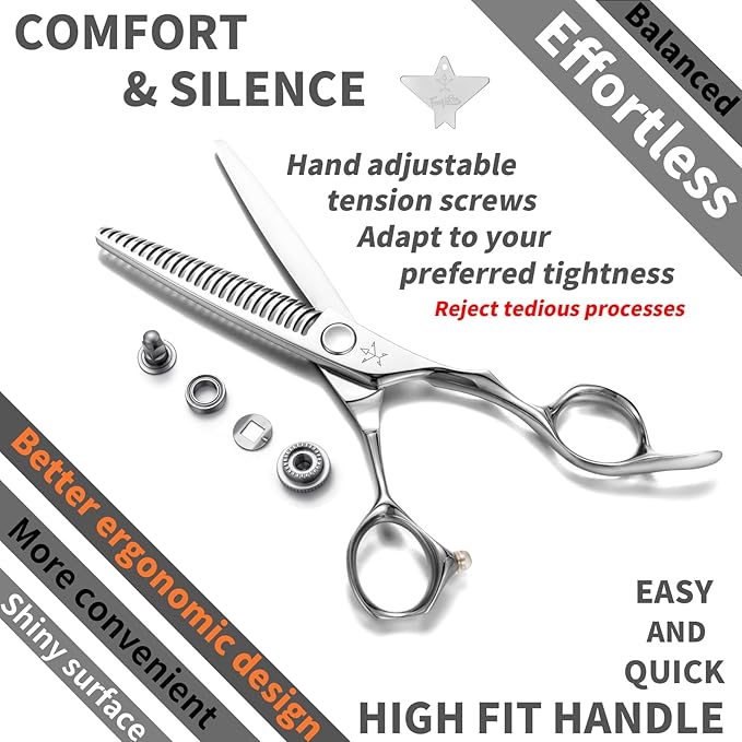 High-end Professional Hair Cut Thinning Scissors Hair Cutting Teeth Shears Barber Hairdressing Texturizing Scissor Extremely Very Sharp 6 Inch Stainless Steel Alloy For Men Women Salon& Home