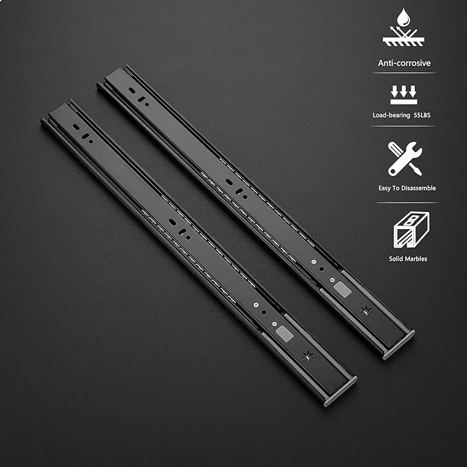 Ravinte 18 Inch Soft Close Drawer Slides 5 Pairs 10 Pack Black Full Extension Ball Bearing Drawer Glide Side Mount