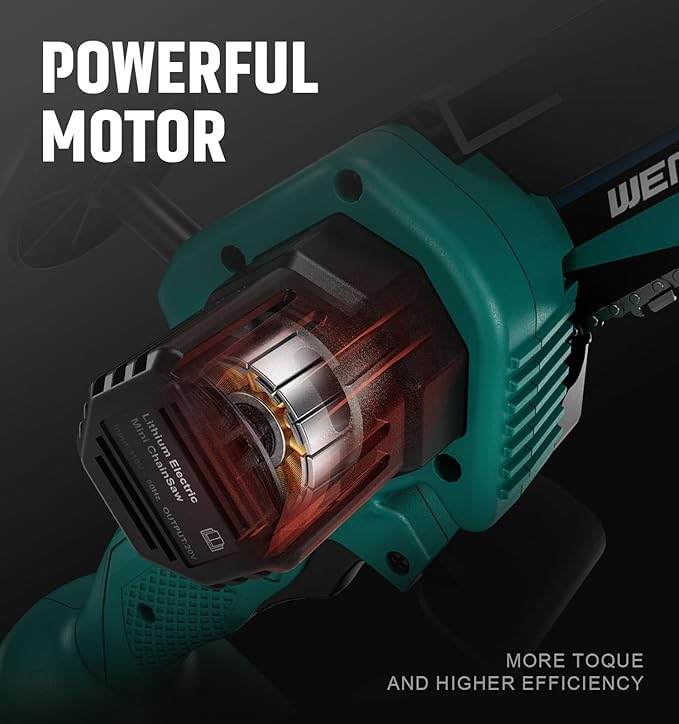 Mini Chainsaw Cordless, 6-Inch Portable Electric Chainsaw with Security Lock-Handheld Small Power Chain Saws with 2 Battery Powered For Wood/Trees Cutting/Courtyard Garden, 2025 UPGRADE
