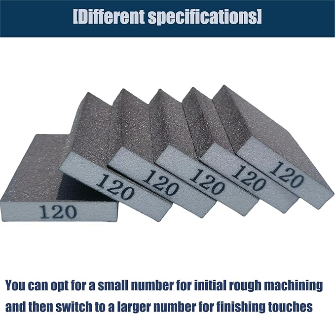 6 PCS 120 Grit Hand Sanding Blocks Set - Fine Sander Sponge, Wet and Dry Dual-use Sanding Sponges, Washable and Reusable, Ideal for Wood Metal Wall Polish