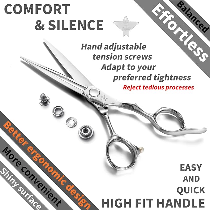 High-end Professional Extremely Very Sharp Barber Hair Cutting Scissors Hairdresser Shears For Hair 6 Inch Haircut Scissor Made Of Stainless Steel For Hairdressing Salon and Home Use