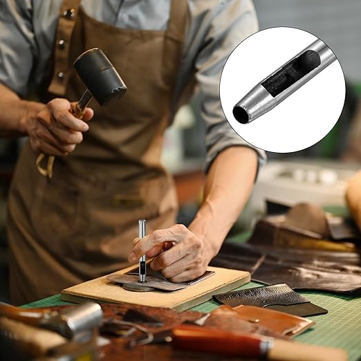 4.5MM Leather Hole Punch Tool [4PCS] - Metal Round Belt Hole Puncher Use for Leather Working & Belts & Watch Band & Paper & Plastic - [Silver Tone] Round Hollow Tools