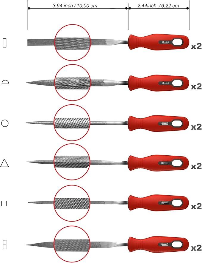 Plg2Sup 17PCs Metal File Set, Metal Files for Steel, GCr15 12 Needle Files and T12 4 Matal Files with Case, 1 Steel Brush, 1 Plastic Box, File Sets for Wood and Metal, for Metalworking & Woodworking