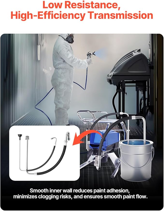 VEVOR Suction Hose Tube and Reflux Line Sets, Aluminum Alloy an Rubber Suction Hose and Reflux Line Set, Paint Sprayers Tool Part, Compatible with Multiple Airless Spraying/Line Painting Machine