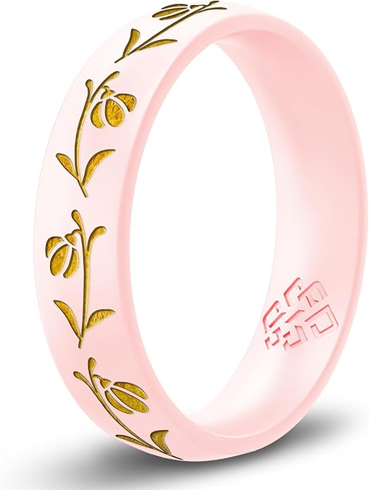 Knot Theory Birth Flower Silicone Ring for Women - 4mm Comfort Fit Wedding Band Engagement Ring
