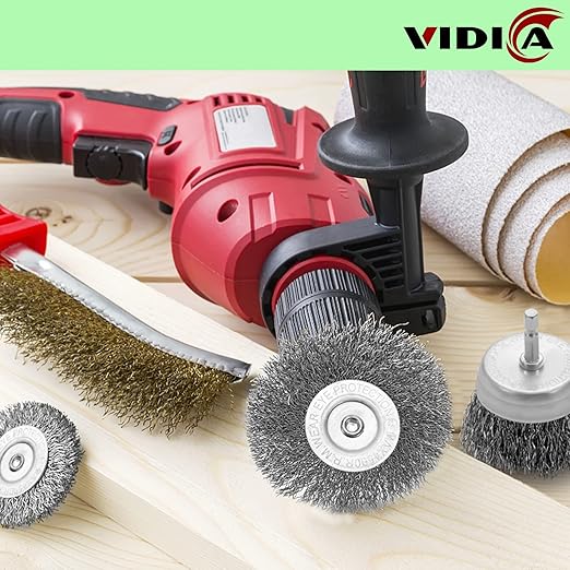 Wire Brush Set 20 Pcs, 1/4 Inch Hex Shank Wheel for Drill, Carbon Steel Brush Set for Cleaning Rust