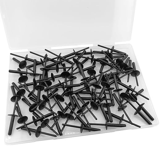 ALLCLEAN 80pcs All Black Large Flange Rivets,3/16 * 1" Open End Aluminum Blind Rivets,4.8 * 2 5Pop Blind Rivet