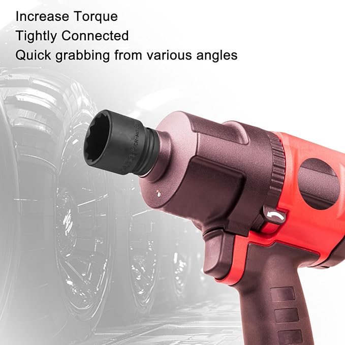 uxcell 1/2" Drive x 32mm Shallow Impact Socket 12-Point Metric CR-MO Steel Nut Impact Grade Socket for Auto Repair