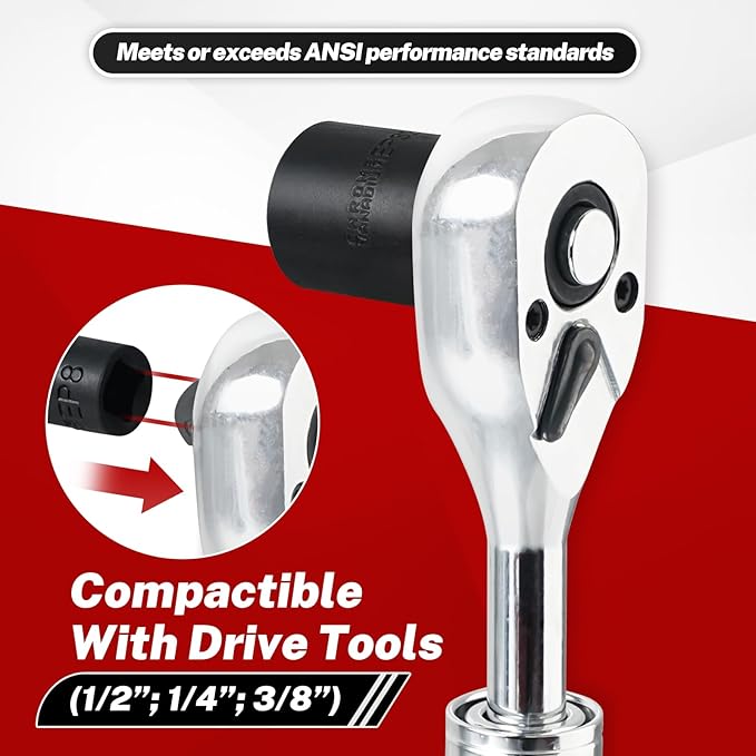 BILITOOLS External Torx Plus Socket Set, 6 Point EP4-EP8, EP10-12, EP14, EP16, EP18, EP20, EP22, EP24, EP26, EP28, EP30, EP32 with 1/2'' 3/8'' 1/4'' Dr, 19PCS External Star Socket for Cars