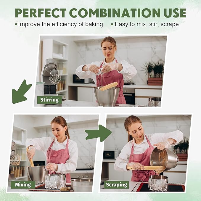 Baderke 11 Inch Wooden Sourdough Bread Mixing Stir and 13 Inch Wooden Spatula Paddle Stirring Stick for Kitchen Cooking Mixing Tool for Sourdough Starter Cookware Pot(Bamboo Wood)