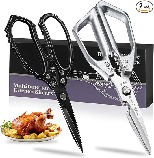 Kitchen Scissors Set, Heavy Duty Poultry Shears, Japanese Kitchen Shears for Meat, Chicken Bones, and Turkey, Stainless Steel Meat Scissors, Christmas Gifts for Men Women