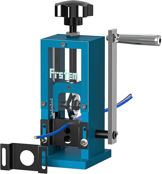 Frstem Manual Wire Stripper Machine, 0.06''-0.98'' Wire Stripping Machine with Hand Crank or Drill Powered, 65 MN Spring Steel Blade Portable Aluminum Frame Wire Peeler for Scrap Copper Recycling