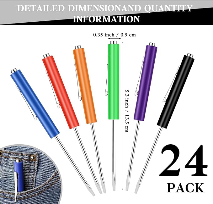 24 Pieces Pocket Screwdriver Mini Tops And magnetic pocket screwdriver with A Single Blade Head for Mechanical, Electrician (Colorful)
