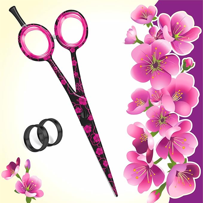 BEAUTICONE 짰 Hair Cutting Scissors - High Carbon SS 6.5" Professional Barber-Grade Salon Shears with Serrated & Razor Edge - Black Premium Gift Box with Leather Pouch & Extra Accs - Ultra Lightweight