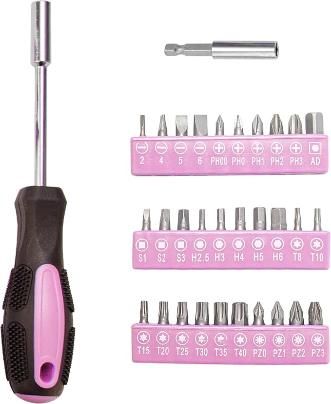 CARTMAN 126-Piece Home Tool Set Kit, Basic Household Hand Tools with Storage Case Pink