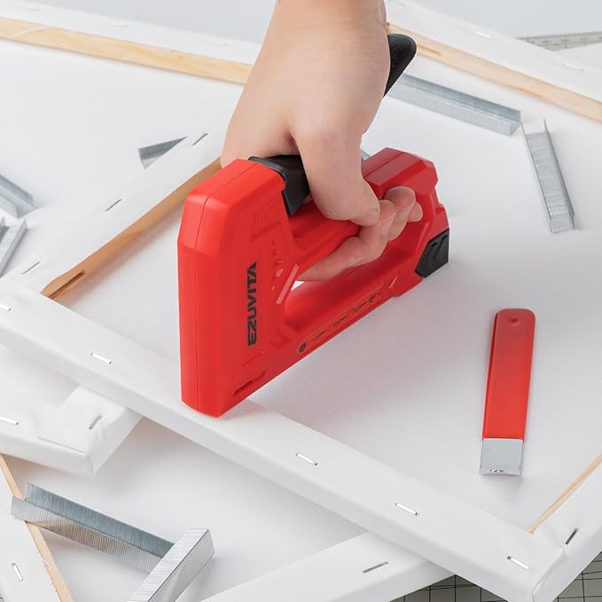 EZUVITA Light Duty Staple Gun for Wood, Red Upholstery Staple Gun Kit with 2000pcs JT21 Staples 1/4, 5/16, 3/8 inch and Staple Remover, Stapler Gun for Crafts, DIY, Classroom, Decoration