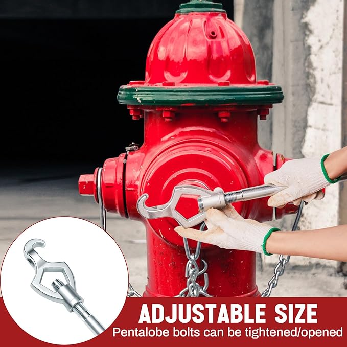 Tandefio 1 Pcs Fire Hydrant Wrench Adjustable, 1-1/2 to 3 20 Inch Multifunctional Hydrant Wrench for Tightening Fire Nuts Tightening Water Pipes, 3 Position Adjustable Nuts 1-1/2 to 3