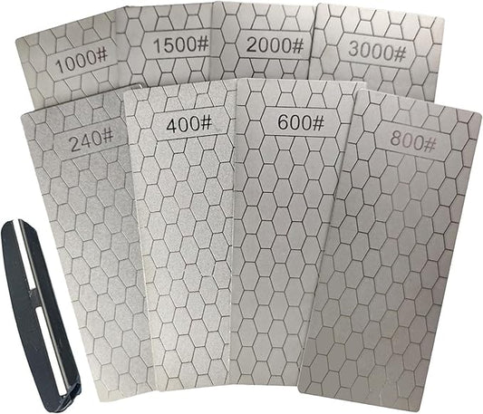Diamond Sharpening Stone Set,8 Pcs Diamond Lapping Plate Coarse/Medium/Fine Grit Sharpener,240/400/600/800/1000/1500/2000/3000 Grit竊똏erfect Assistance Sharpener Angle Guide