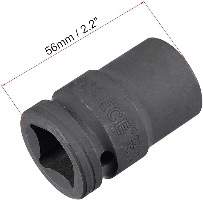 uxcell 3/4-Inch Drive 22mm 12-Point Impact Socket, CR-MO Steel 56mm Length, Standard Metric Sizes