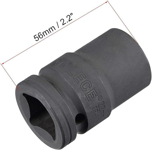 uxcell 3/4-Inch Drive 22mm 12-Point Impact Socket, CR-MO Steel 56mm Length, Standard Metric Sizes