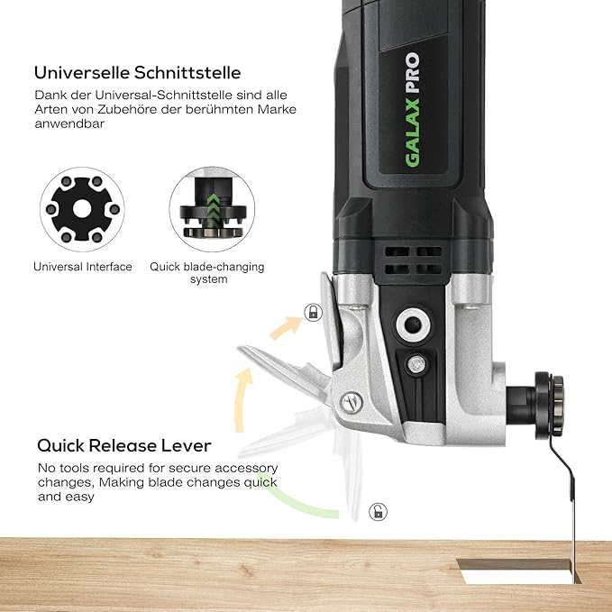 GALAX PRO 3.5A 6 Variable Speed Oscillating Multi Tool Kit with Quick Clamp System Change and 30pcs Accessories, Oscillating Angle:4째 for Cutting, Sanding, Grinding