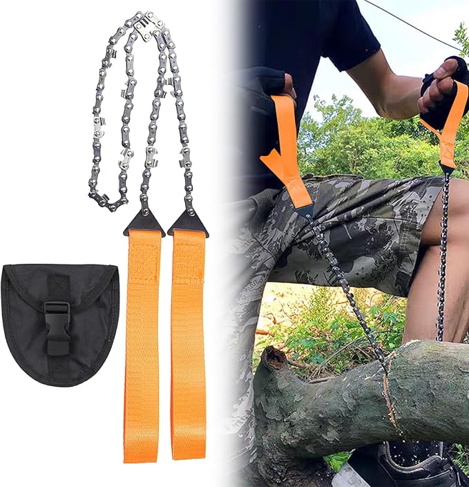 Portable Pocket Rope Saw,Two-sided Teeth, Faster with Cutting Blade ON Every Link,Best Compact Folding Hand Saw Tool for Survival Gear,Camping,Hunting