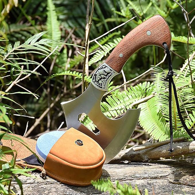 NedFoss Axe Sharpener Tool with Leather Sheath, Sharpening Puck Whetstone Hatchet & Tool Sharpening Stone, Dual Grit Multi-Purpose Sharpener (Blue)