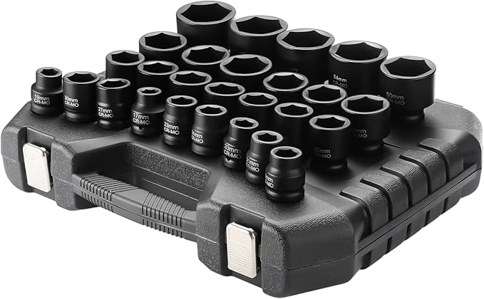 27 Piece 3/4" Drive 6 Point Metric Impact Socket Set | 17mm-60mm| Cr-Mo Steel