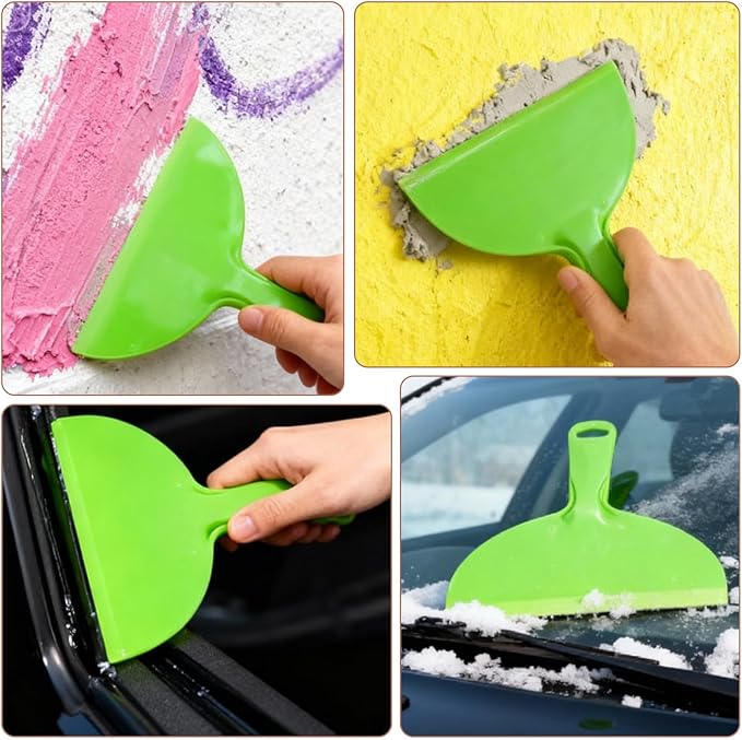 Plastic Putty Knife Scraper 10 Inch, Plastic Flexible Putty Knives, Flexible Disposable Spreader Knife for Drywall Taping and Wall Painting, Green 3PCS