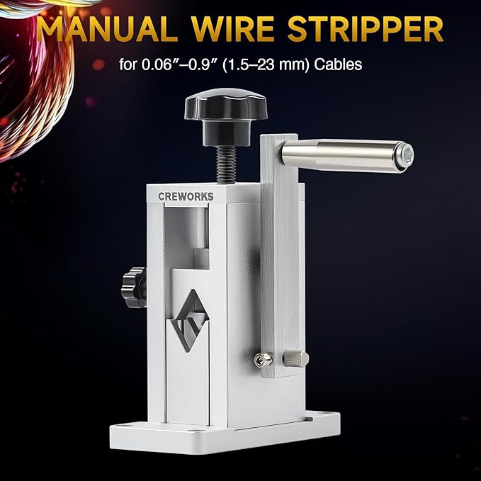 Manual Wire Stripper Machine with Adjustable Feed Hole, Portable Cable Wire Stripping Machine for 0.06"-0.09" Scrap Copper Wire Recycling, Copper Wire Stripper for Drill without Replacing Hole Plates