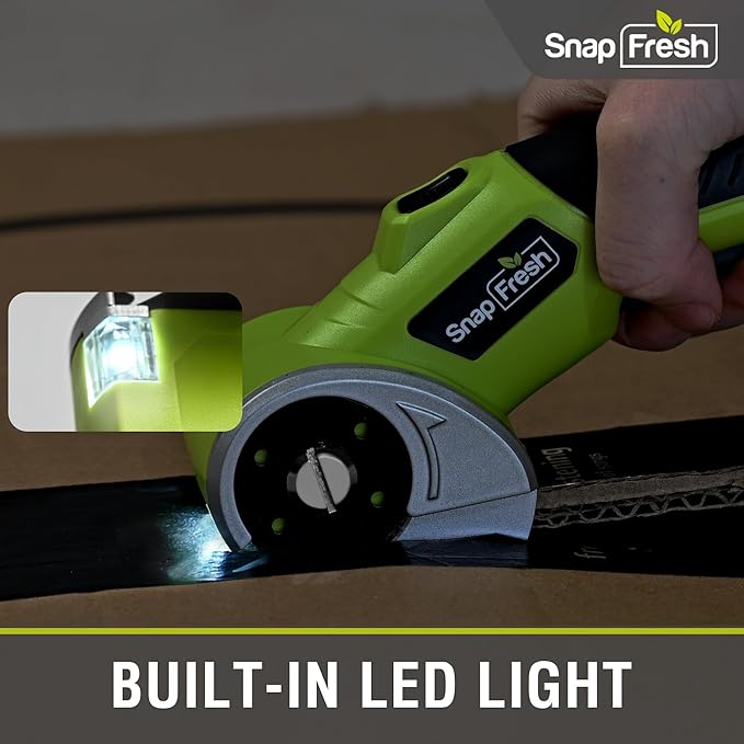 SnapFresh 4V Cordless Electric Scissors, Rechargeable Cardboard Cutter & Box Cutter Rotary Tool, 285 RPM Fabric Carpet Leather Cutter with LED, Extra Blade, 2.0Ah Battery & Storage Bag(SP5091)