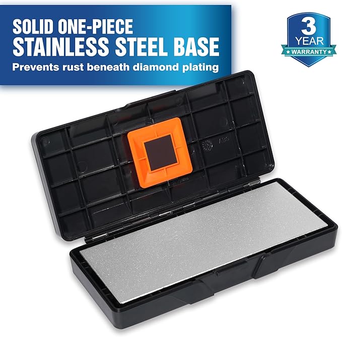 SHARPAL 156N Double-sided Diamond Sharpening Stone Whetstone Knife Sharpener | Coarse 325 / Extra Fine 1200 Grit | Storage Case with NonSlip Base & Angle Guide (6 in. x 2.5 in.)