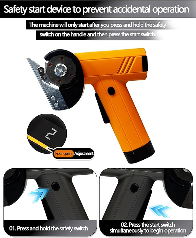 Cordless Scissors Electric Cutter: 4.2V Rechargeable LED Display Cardboard Cutting with 2 Blades LED Light Easy and Safe Cutting - Office Tailors Handmade Crafts and Warehouse (Yellow)