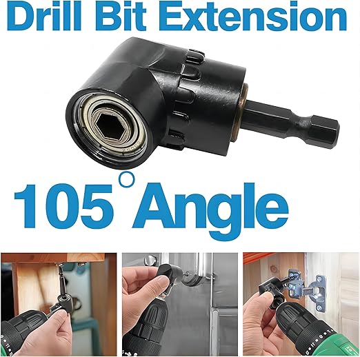 Impact Grade Driver Sockets Adapter Extension Set Drill Bit 3Pcs 1/4 3/8 1/2" 360째Rotatable Universal Socket Adapter Set+Right Angle Drill 105째Right Angle Screwdriver Set Drill Hex Bit Socket Adapte