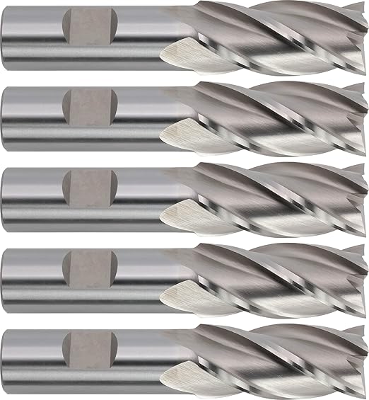 CME 5 pcs M42 Cobalt End Mills, Square Nose, Bright (Uncoated) Finish, 7/8" Mill Diameter, 1 7/8" Length of Cut, 4 1/8" Overall Length, 4 Flute, Center Cutting
