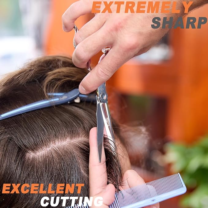 High-end Professional Extremely Very Sharp Barber Hair Cutting Scissors Hairdresser Shears For Hair 6.3 Inch Haircut Scissor Made Of Stainless Steel For Hairdressing Salon and Home Use
