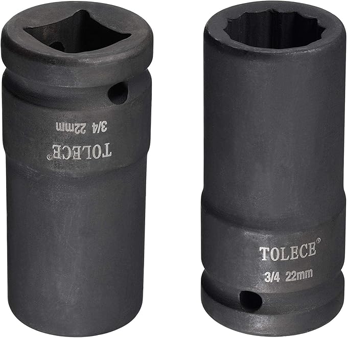 uxcell 3/4-Inch Drive 22mm 12-Point Deep Impact Socket, CR-MO Steel 78mm Length, Metric Sizes