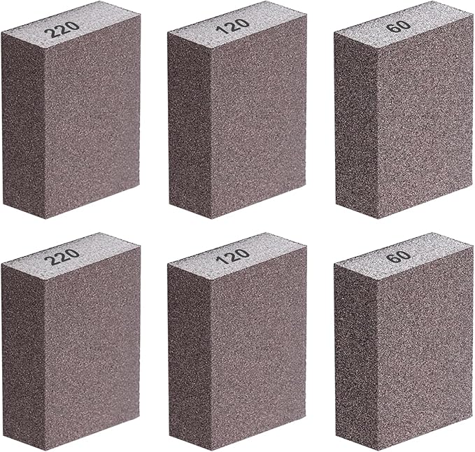 smseace 6Pack Sanding Block 60/120/220 Grit Sandpaper Block Washable and Reusable Sanding Blocks for Wood/Drywall/Metal/Glasses Sanding Block Set Sanding Sponge