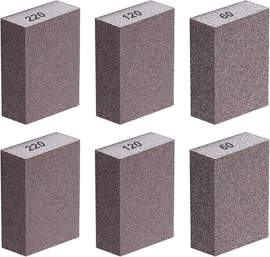 smseace 6Pack Sanding Block 60/120/220 Grit Sandpaper Block Washable and Reusable Sanding Blocks for Wood/Drywall/Metal/Glasses Sanding Block Set Sanding Sponge