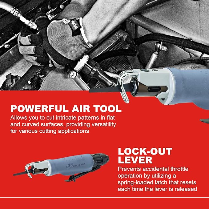 Ingersoll Rand 529 Reciprocating Air Saw, Low Vibration, Lock Out Lever, 6 Blades for Cutting Plastic, Fiberglass, Sheet Metal, Aluminum