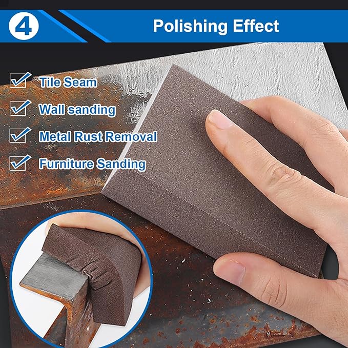 smseace 6Pack Sanding Block 60/120/220 Grit Sandpaper Block Washable and Reusable Sanding Blocks for Wood/Drywall/Metal/Glasses Sanding Block Set Sanding Sponge