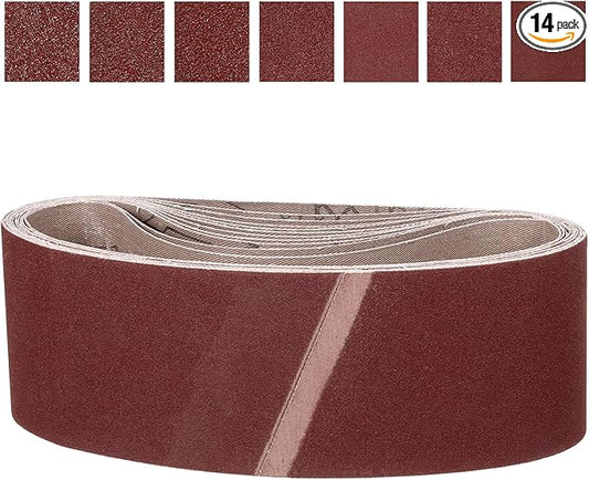 4 x 24 Inch Sanding Belt, 14 Pcs 40/60/80/120/180/240/400 Grit Knife Sharpener Belts Work Sharpening for Belt Sander Knife Carving Tool Metal Working