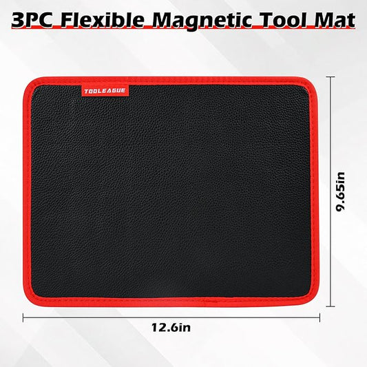 TOOLEAGUE 1Pc Magnetic Tool Mat with 15Lb Telescoping Magnetic Pickup Pen,Parts Tool Holder Pad for Organizing Mechanic Wrench Screw Bolts Nuts and Other Small Metal Parts